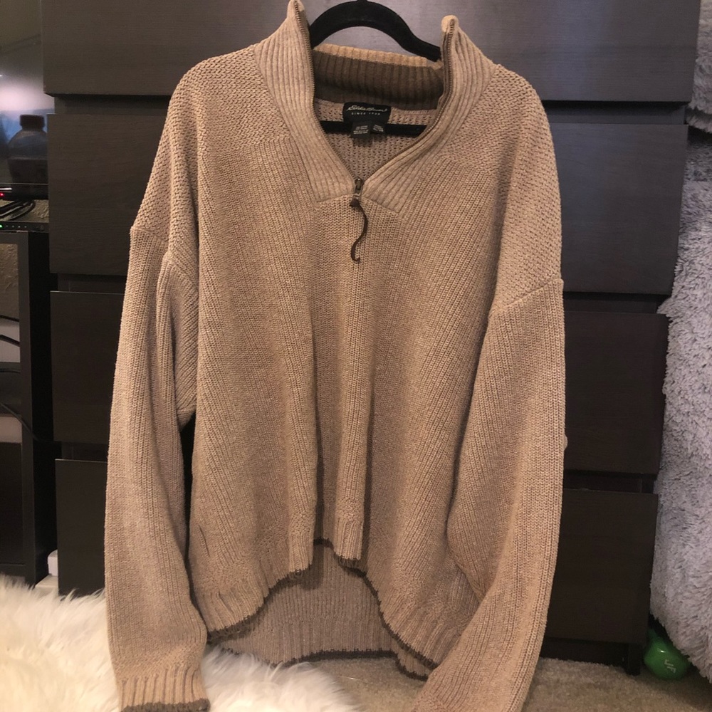 Eddie Bauer men’s brown quarter zip pull over